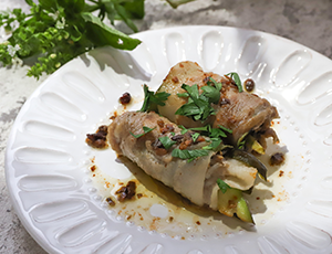 水なすと豚肉のインボルティーニ